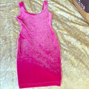 Suede type material pink dress